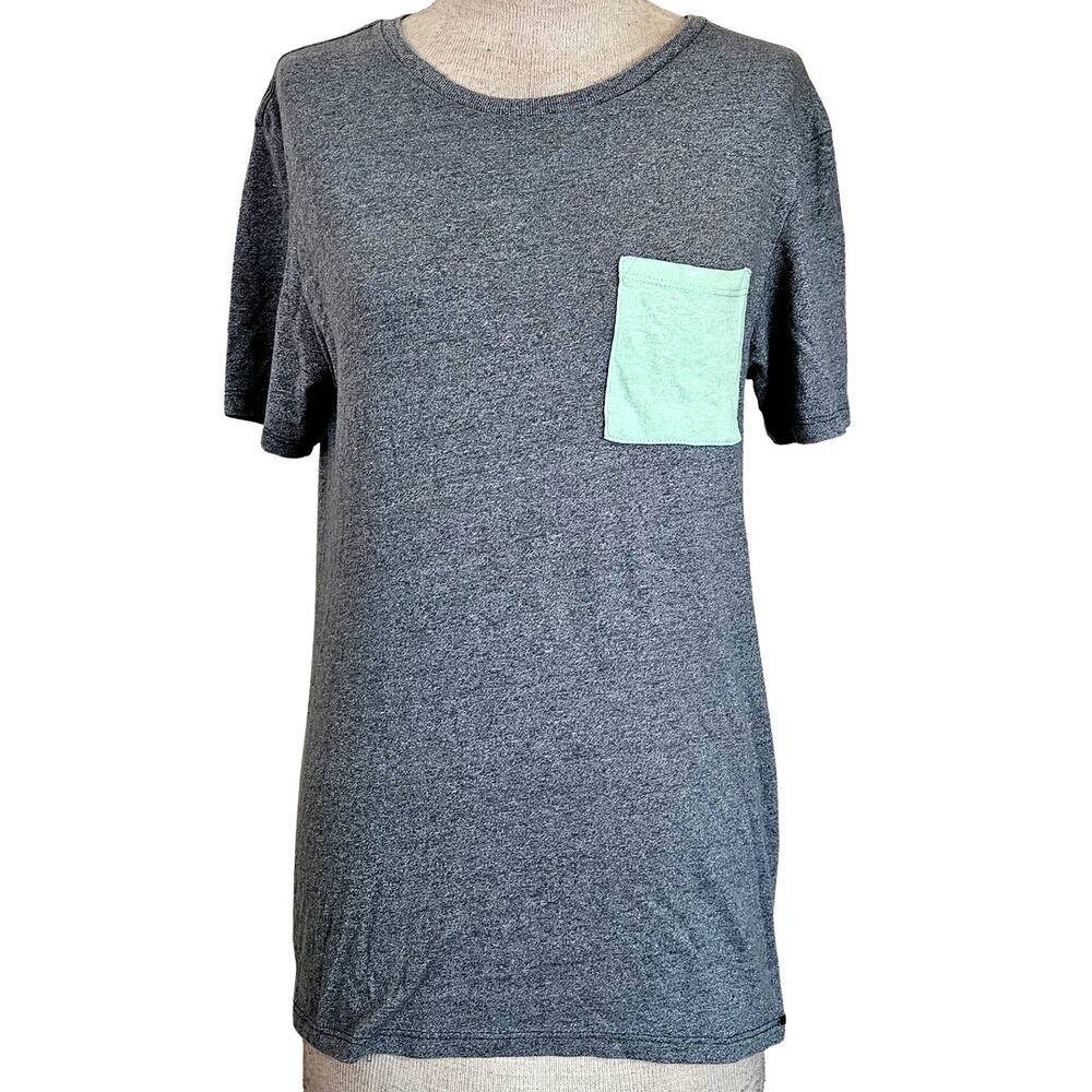 On the Byas Gray and Blue Pocket Tee Size Small